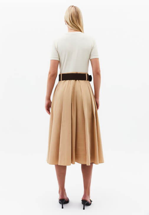 Kemerli Midi Elbise ve Topuklu Terlik Kombini