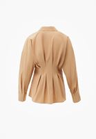 Bayan Bej Pile Detaylı Gömlek