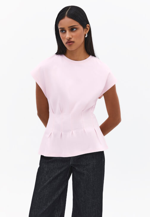 Pembe Bel Detaylı Tişört