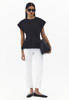 Bayan Siyah Bel Detaylı Tişört