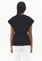 Bayan Siyah Bel Detaylı Tişört