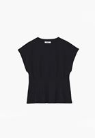 Bayan Siyah Bel Detaylı Tişört