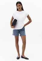 Bayan Beyaz Bel Detaylı Tişört