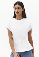 Bayan Beyaz Bel Detaylı Tişört