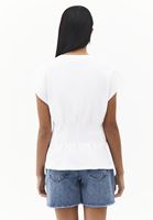 Bayan Beyaz Bel Detaylı Tişört