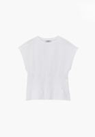 Bayan Beyaz Bel Detaylı Tişört