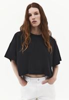 Bayan Siyah Oversize Crop Tişört