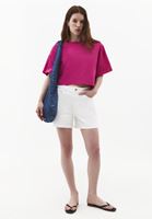 Bayan Pembe Oversize Crop Tişört