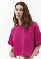 Bayan Pembe Oversize Crop Tişört