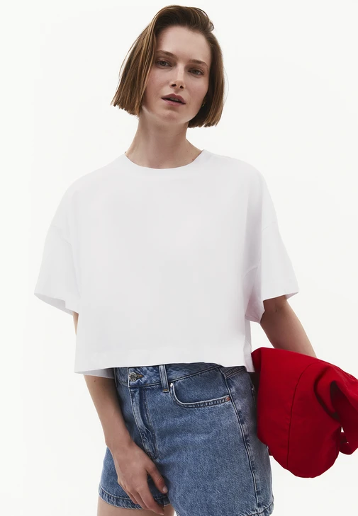 Beyaz Oversize Crop Tişört