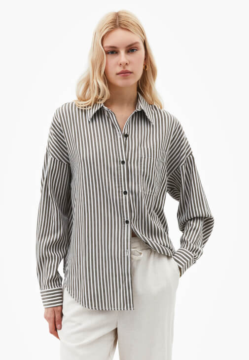 Çok Renkli Oversize Çizgili Gömlek