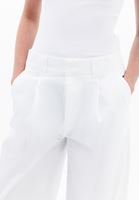 Bayan Beyaz Yüksek Bel Barrel-Fit Pantolon