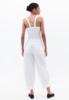 Bayan Beyaz Yüksek Bel Barrel-Fit Pantolon