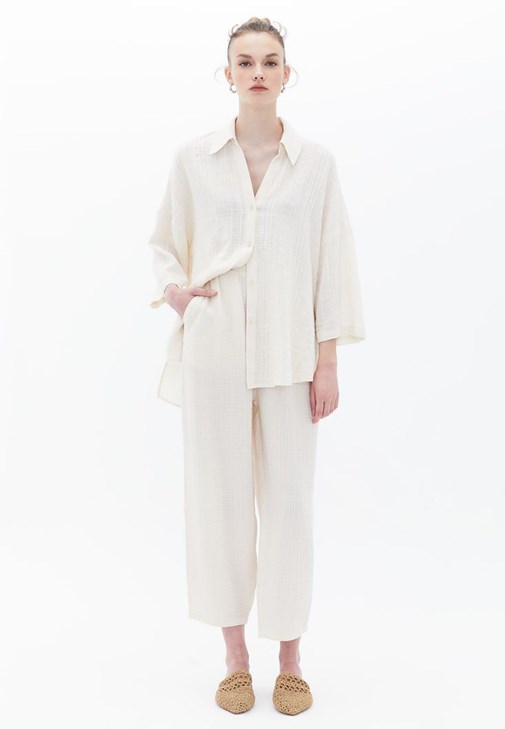 Bej Yüksek Bel Harem Pantolon