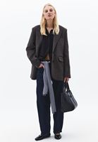 Bayan Siyah Cep Detaylı Oversize Gömlek