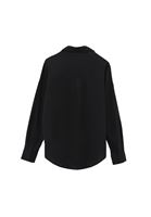 Bayan Siyah Cep Detaylı Oversize Gömlek