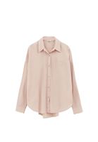 Bayan Pembe Cep Detaylı Oversize Gömlek