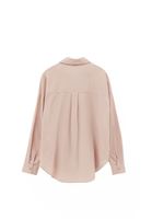 Bayan Pembe Cep Detaylı Oversize Gömlek