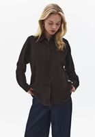 Bayan Kahverengi Cep Detaylı Oversize Gömlek