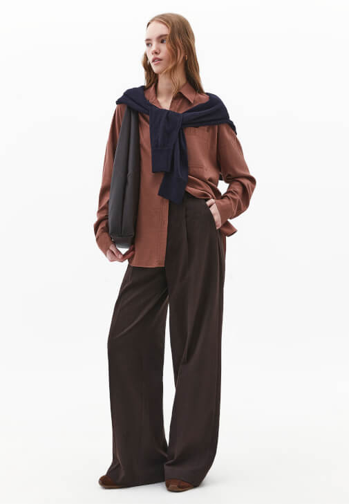  Oversize Gömlek ve Wide-Leg Pantolon Kombini