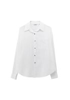 Bayan Beyaz Cep Detaylı Oversize Gömlek