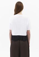Bayan Beyaz Dantel Detaylı Tişört