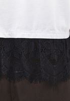 Bayan Beyaz Dantel Detaylı Tişört