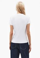 Bayan Beyaz Sıfır Yaka Baskılı Tişört