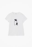 Bayan Beyaz Sıfır Yaka Baskılı Tişört