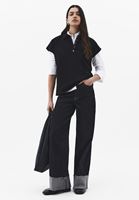 Bayan Siyah Polo Yaka Düğmeli Tişört