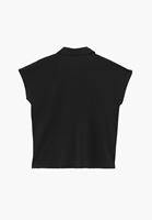 Bayan Siyah Polo Yaka Düğmeli Tişört