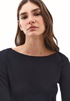 Bayan Siyah Pamuklu Bot Yaka Tişört