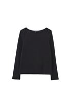 Bayan Siyah Pamuklu Bot Yaka Tişört