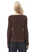 Bayan Kahverengi Pamuklu Bot Yaka Tişört