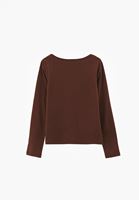 Bayan Kahverengi Pamuklu Bot Yaka Tişört