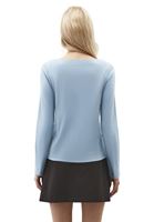 Bayan Mavi Pamuklu Bot Yaka Tişört