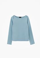 Bayan Mavi Pamuklu Bot Yaka Tişört