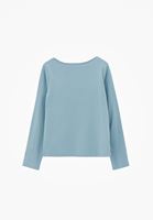 Bayan Mavi Pamuklu Bot Yaka Tişört