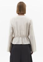 Bayan Krem V Yaka Düğmeli Bluz