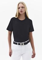 Bayan Siyah Pamuklu Sıfır Yaka Tişört