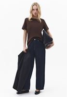 Bayan Kahverengi Pamuklu Sıfır Yaka Tişört