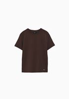 Bayan Kahverengi Pamuklu Sıfır Yaka Tişört