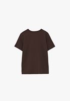 Bayan Kahverengi Pamuklu Sıfır Yaka Tişört