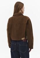 Bayan Kahverengi Cep Detaylı Crop Ceket