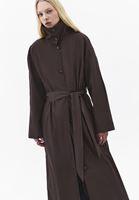 Bayan Kahverengi Oversize Kemerli Trençkot