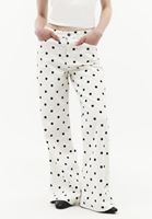 Bayan Çok Renkli Puantiye Desenli Wide-Leg Pantolon