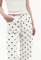 Bayan Çok Renkli Puantiye Desenli Wide-Leg Pantolon