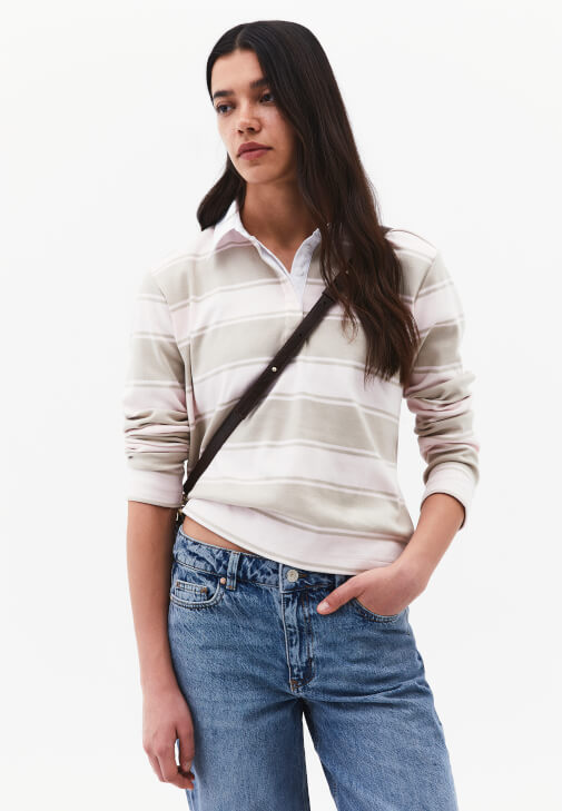 Çok Renkli Polo Yaka Çizgili Tişört