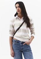 Bayan Çok Renkli Polo Yaka Çizgili Tişört