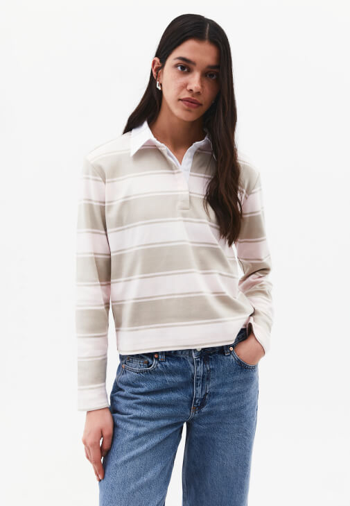 Çizgili Tişört ve Straight-Fit Pantolon Kombini